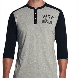 Nike Grey Body Black Raglan Baseball Henley